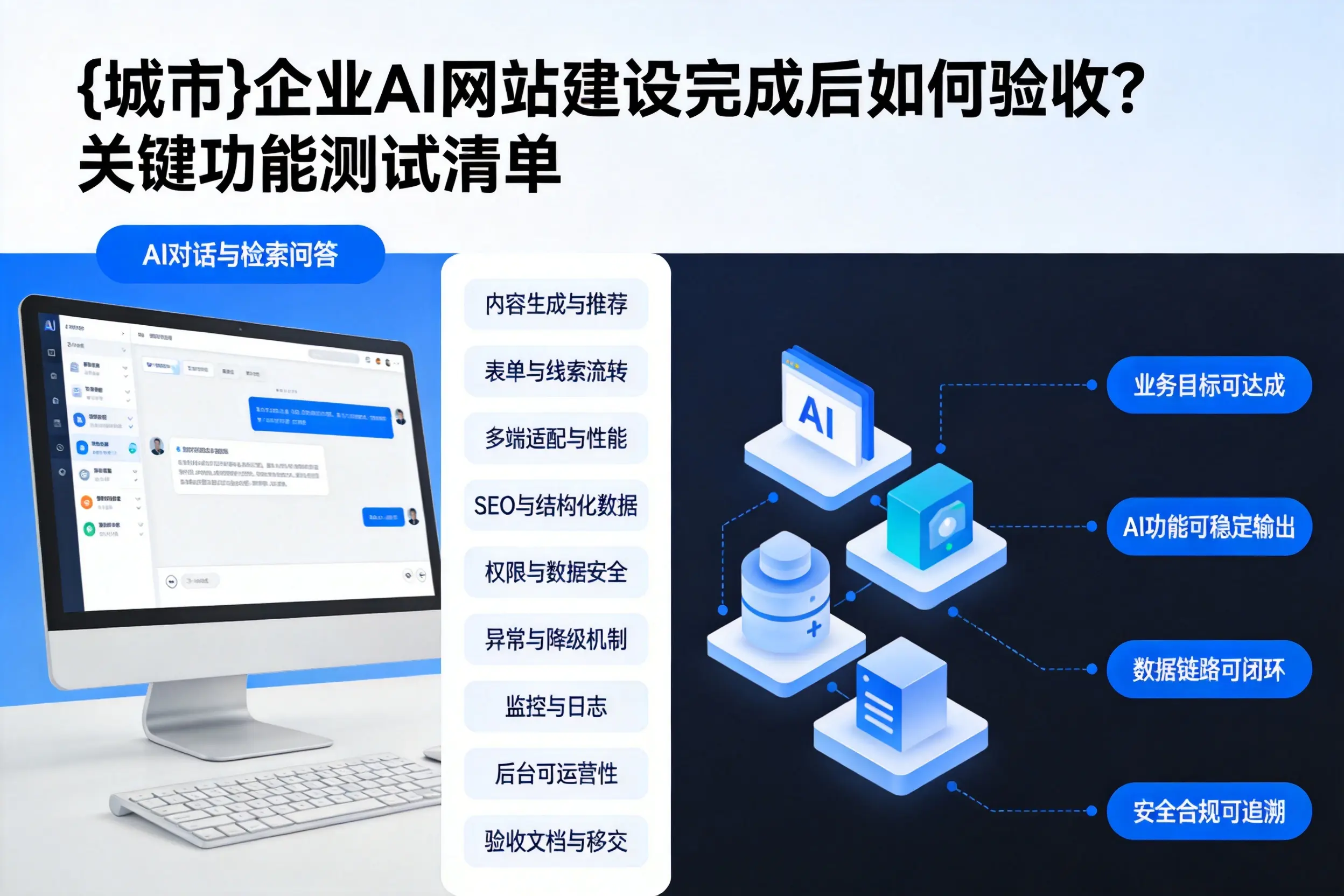 宿州企业AI网站建设完成后如何验收?关键功能测试清单