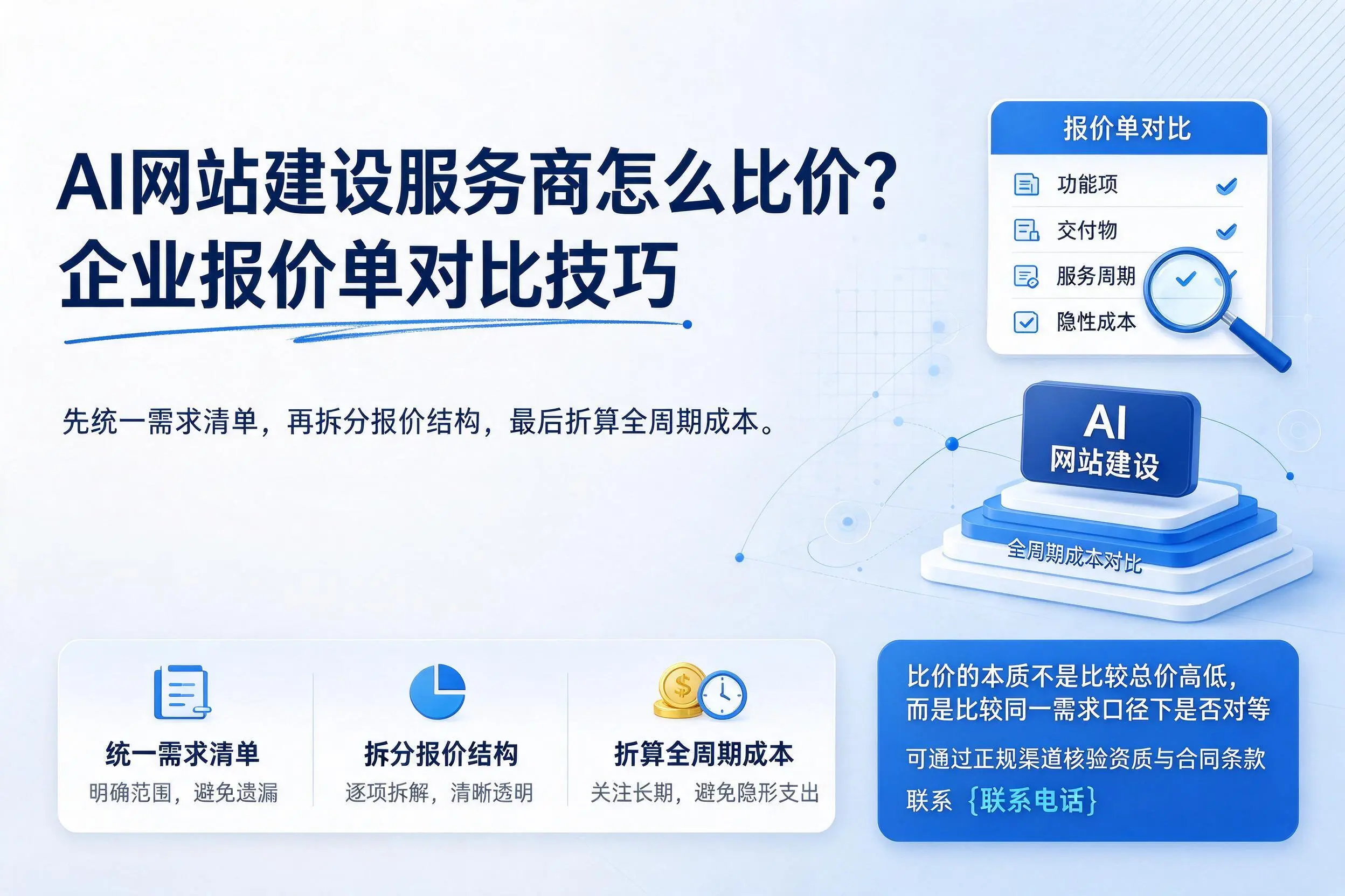 AI网站建设服务商怎么比价?宿州企业报价单对比技巧