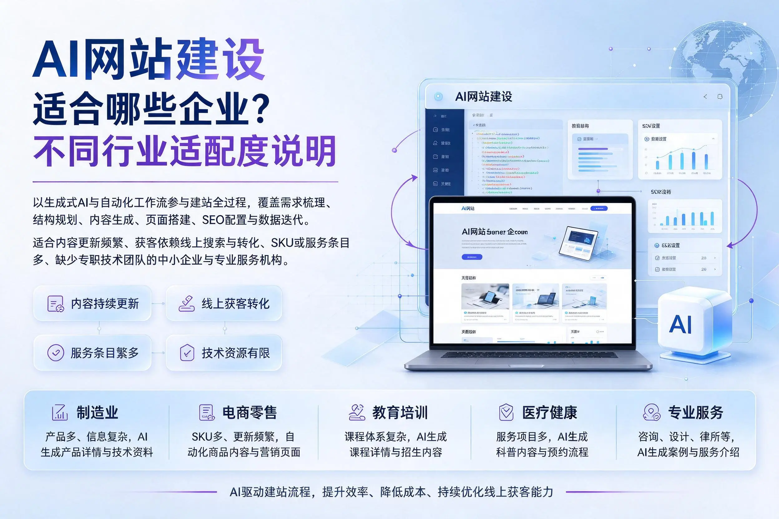 AI网站建设适合哪些企业?宿州不同行业适配度说明